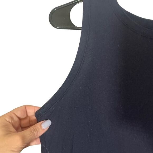 Halogen Navy Blue Sleeveless Scoop Neck Keyhole Back Blouse Women Sz M - Picture 5 of 9